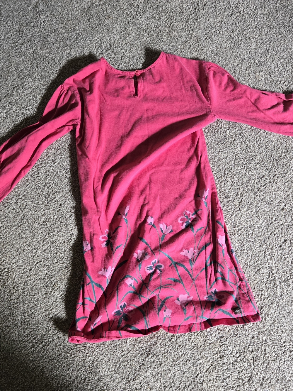 Tea Collection Pink Long Sleeve Dress With Flowers Size 12 - Picture 2 of 5
